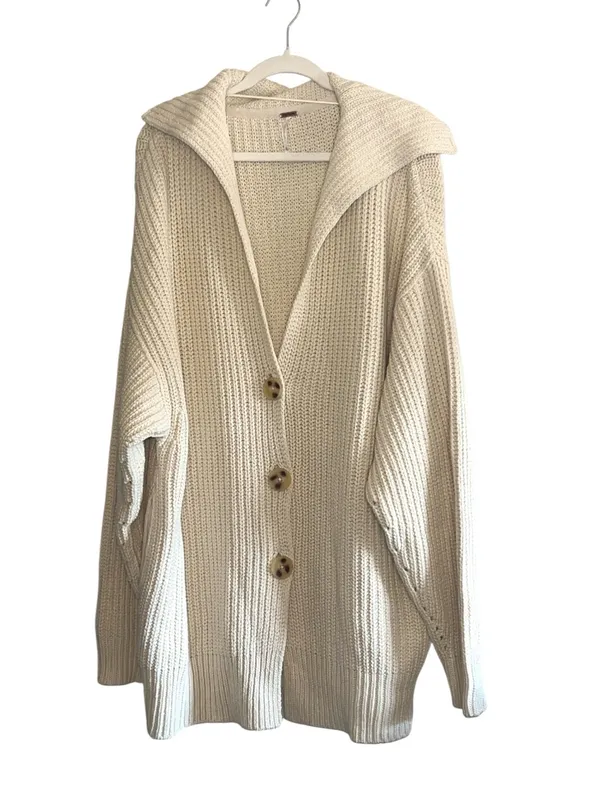 Free‎ People Swim Too Deep Chunky Knit Slouchy Cardigan Boho XL NWT - Image 2