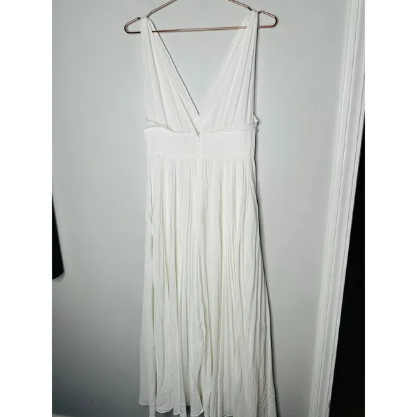 TOME White Accordion Pleated Sleeveless Flowy Bridal Maxi Dress Size 6 - Image 9