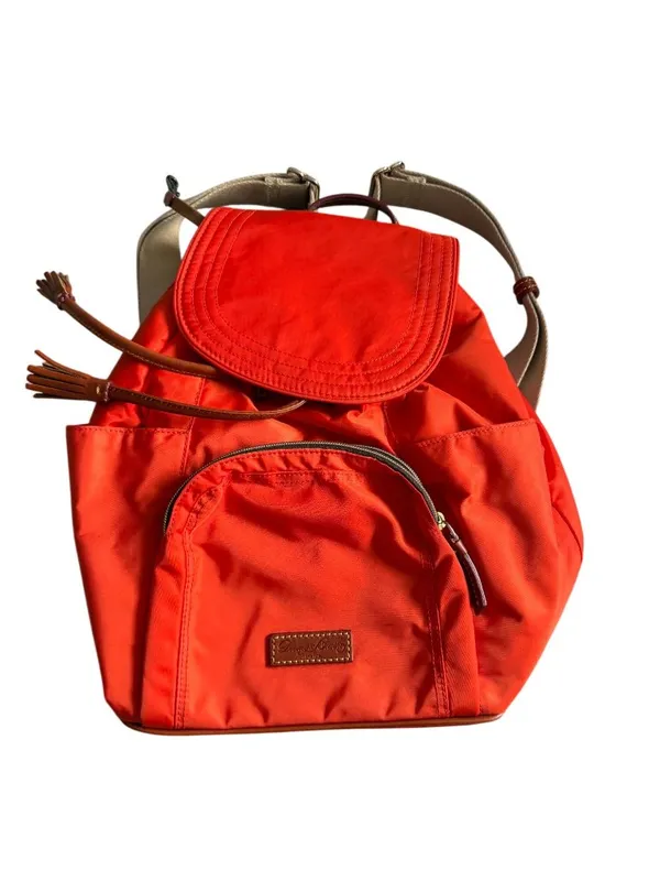 DOONEY & BOURKE Orange Brown Nylon Leather Drawstring Backpack - Image 13