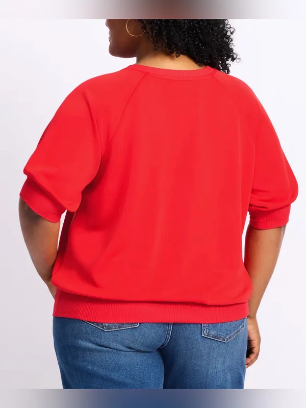 Nine Britton Short Sleeve Scuba Sweatshirt Red Large NWT STITCH FIX - Image 2