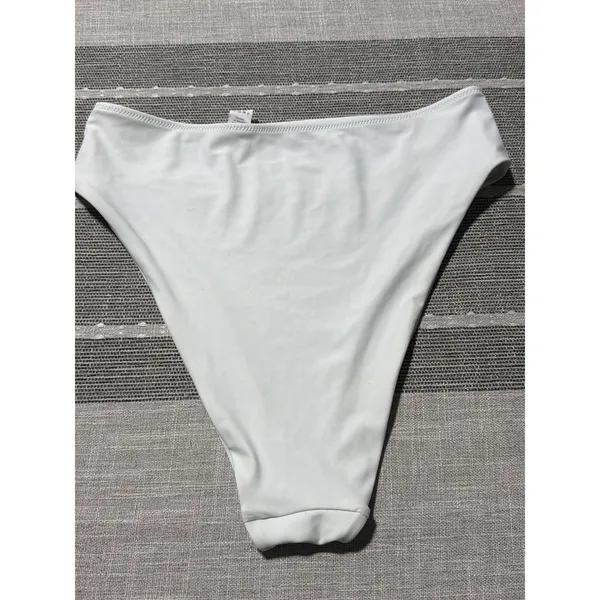 Aerie Womens White High Waisted High Cut Bikini Swim Bottoms Size Medium - Image 2