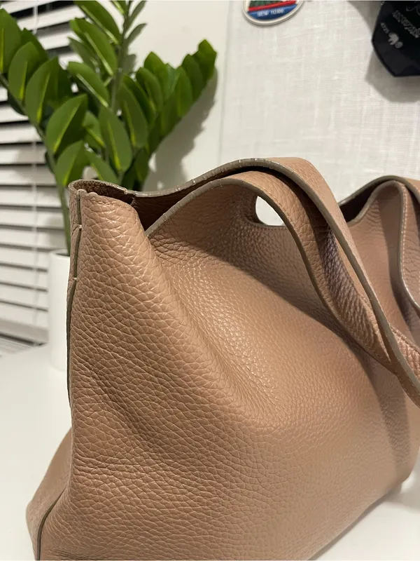 CUYANA 13” system tote bag purse Minimalist Taupe Leather cappuccino brown - Image 10