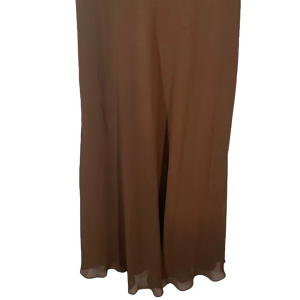 Eliza J Brown Sleeveless V-Neck Embellished Beaded Waist Maxi Dress Women Sz 4 - Image 4
