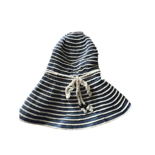 Blue cotton sun hat Beachy pool travel foldable comfortable summer - Image 5