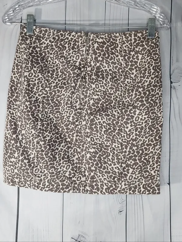 Free People Modern Femme Leopard Print Denim Mini Bohochic Indie Sleaze Skirt - Image 6