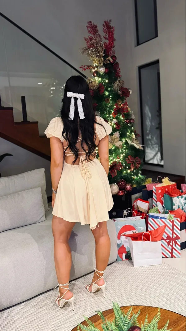 Buttercream Puff Sleeve Fit & Flare Mini — Made in Brazil - Image 2