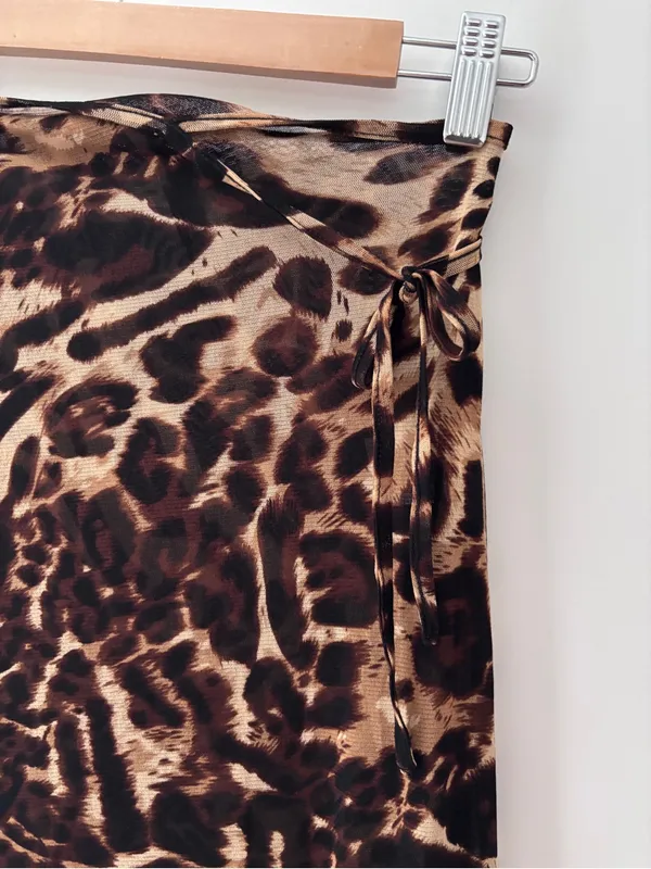 Sasha Therese Aubrey Maxi Skirt Leopard Print Mesh Sheer Cut Out XS⁠ Resortwear - Image 9