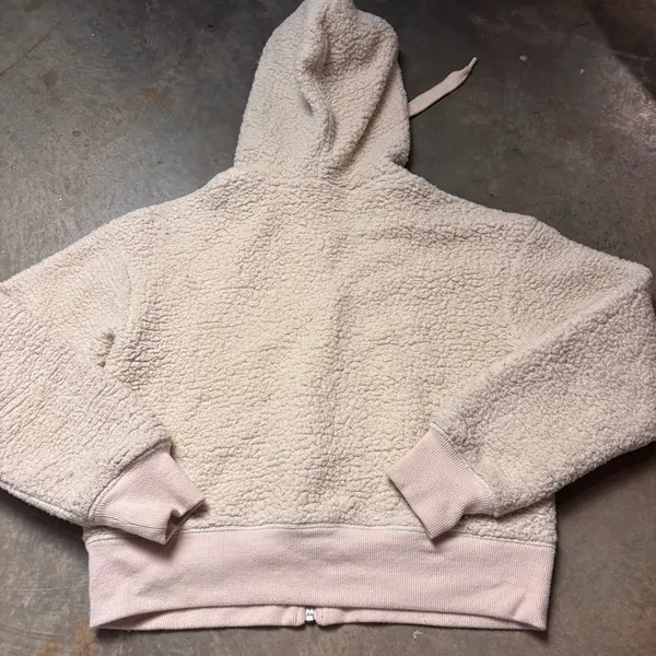Aerie Offline Coat Womens Small CreamSherpa lined Teddy Bear Hoodie Jacket - Image 7