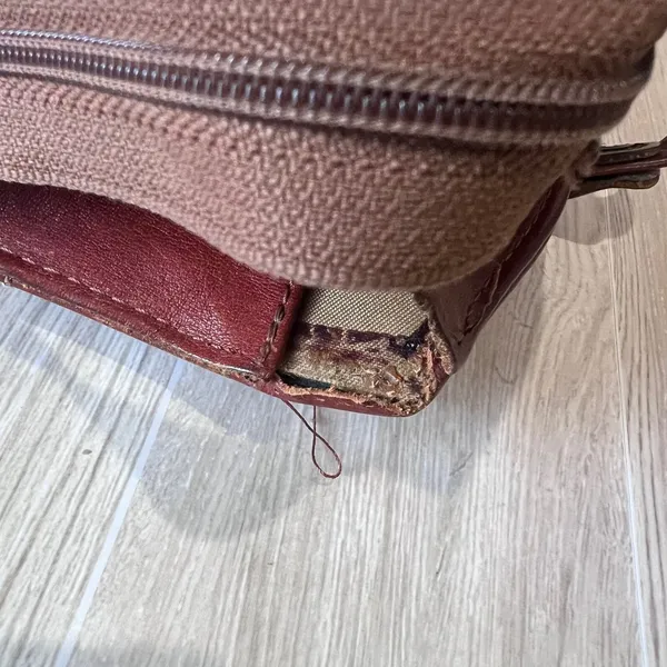 Texier Leather Satchel Shoulder Bag Work School Travel Vintage Redish Brown - Image 3