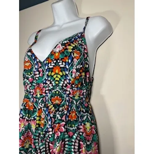 OLD NAVY Maxi Dress M Multicolor Paisley Floral Cutout Back Boho Summer Vacation - Image 2