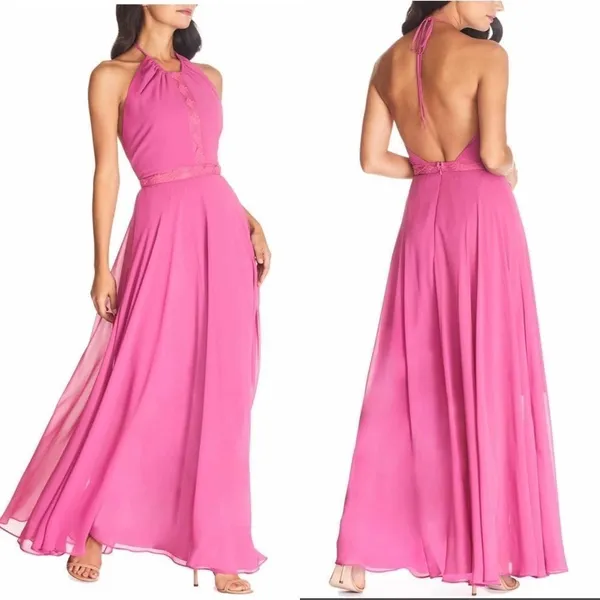 Dress the Population Odette Chiffon Maxi‎ Dress, Pink, Size; Large, NWT - Image 2