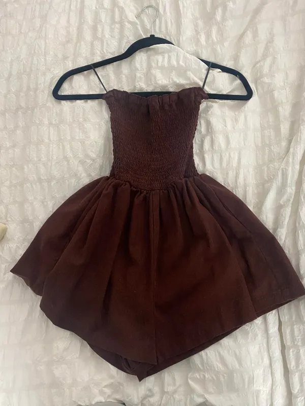 Princess Polly Sofia Strapless Romper Brown - Image 2
