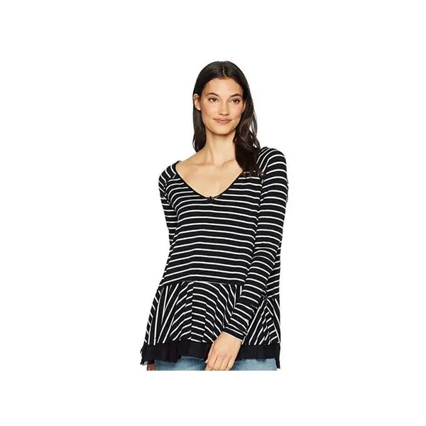 ✨Free People Tangerine Stripe Black Sz Small Top✨ - Image 3