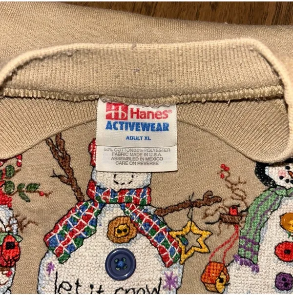 Vintage Hanes Snowman Christmas Sweatshirt XL - Image 5