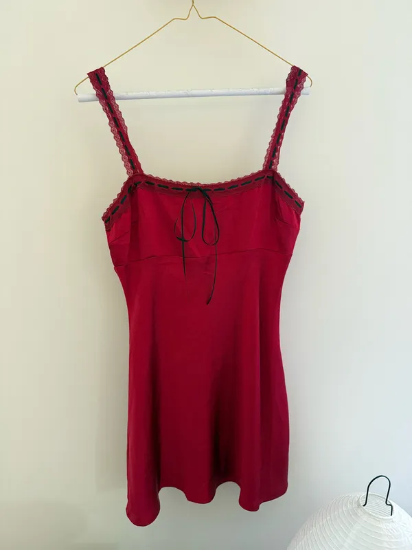 Nordstrom Mini Red Silk Dress - Image 2