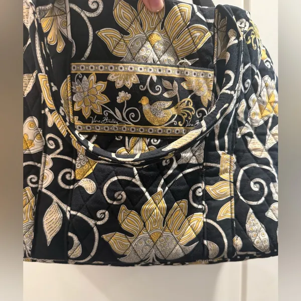 Vera Bradley Floral Black and Yellow Tote Travel‎ Bag - Image 3