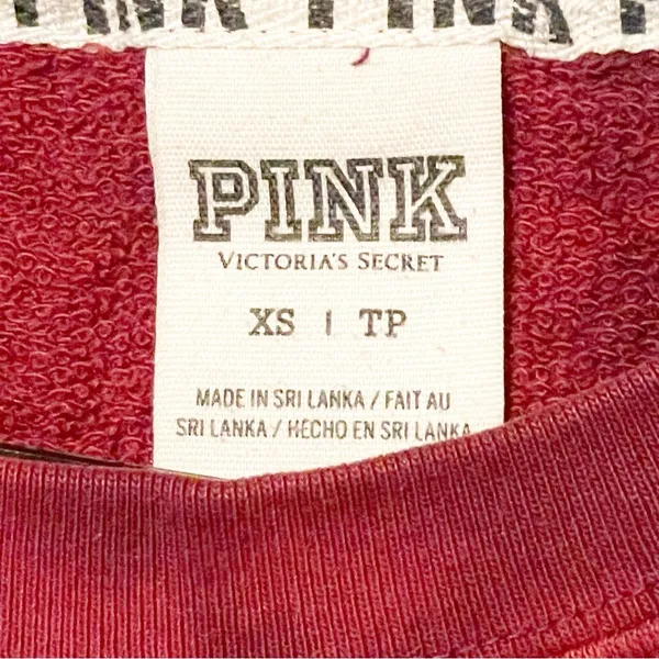 Pink Victoria Secret Women Size XS Sweatshirt Burgundy Dye Cotton Blend Pullover - Image 3