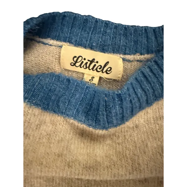 Listicle Color Block Sweater Small Multicolor Blue Mustard Orange Cream - Image 3