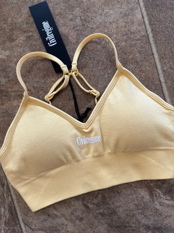PacSun Civil Regime Pastel Yellow Kelly Seamless Bra Small - Image 4