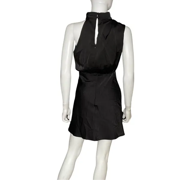 Lulus Modern Instinct Black Satin Mock Neck A-Line Mini Dress Women’s Sz S - Image 6