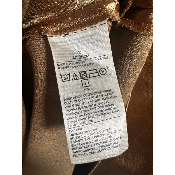 Banana‎ Republic Gold Metallic Cowl Neck Bias Cut Midi Slip Dress Size 2 Holiday - Image 5