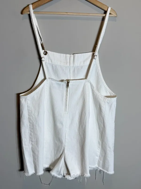 Show Me Your Mumu Trude Romper Women's Large Seashell White Denim Boho Festival - Image 11