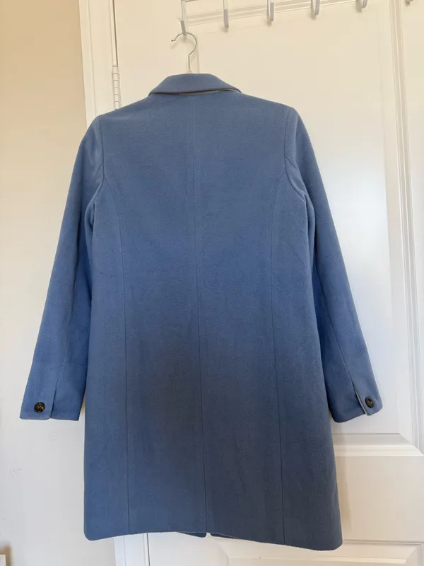 Women’s Light Blue Tailored Long Lightweight Coat with Pockets Minimalist Size S - Image 4