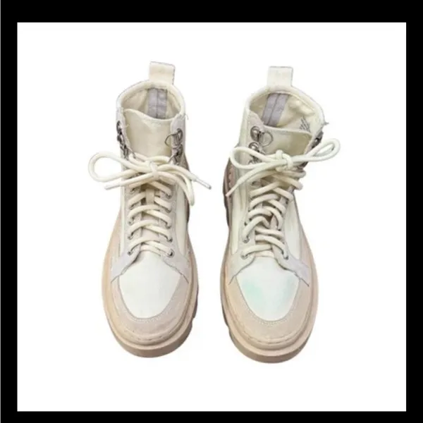 Gianni Bini Women’s High Top Sneakers Boots Sz 7M | Chunky Lug Sole Cream Beige - Image 5