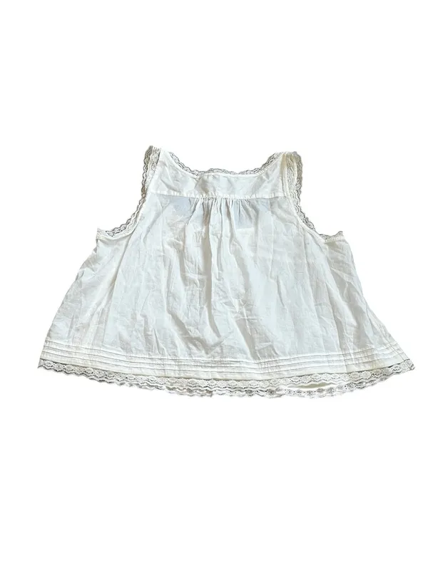 White Cotton Eyelet Lace Top Tie Front Cottagecore Dainty Feminine Prairie - Image 4