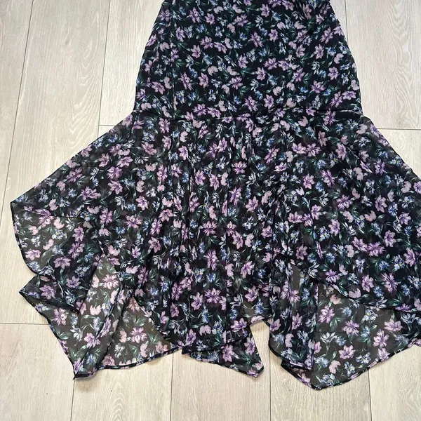 ASTR‎ The Label dress midi floral black one shoulder Adriana drop waist size s - Image 5
