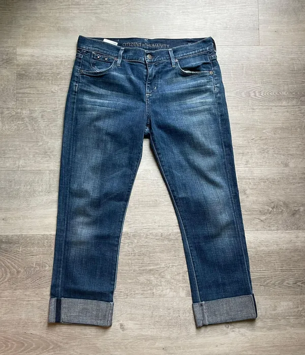 Citizens Of Humanity Dani Low Waist Cropped Straight Leg Cuffed Jeans Size 28 - Image 2