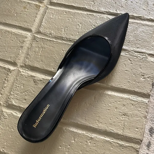 Reformation Wilda Kitten Heel size 11 Black Mesh sold out! - Image 11