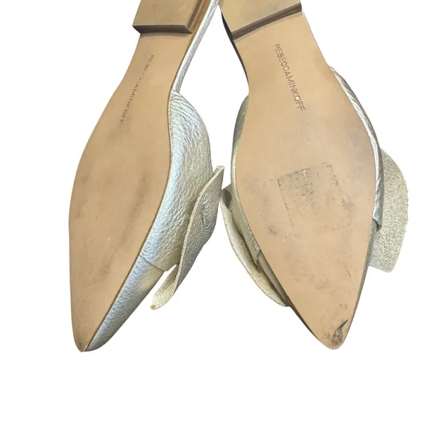 Rebecca Minkoff Shoes Womens Size 6.5M Gold Leather Bow Slide Flats‎ Pointed Toe - Image 11