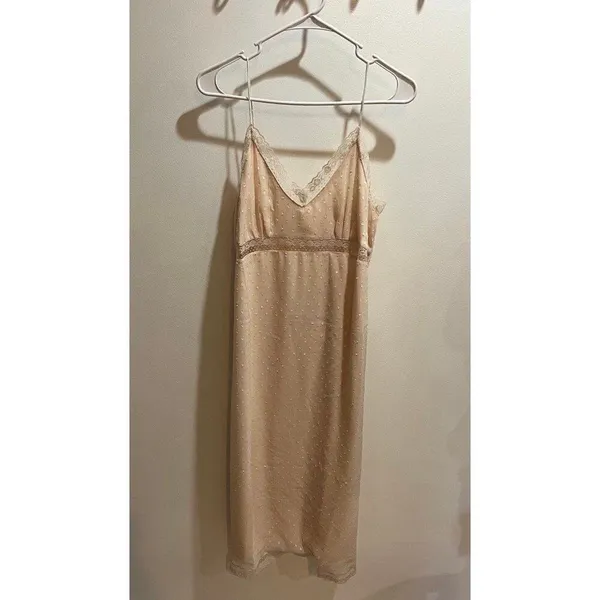 Anthropologie NWT Victorian Vintage Ethereal Women Medium Ivory Midi Slip Dress - Image 5