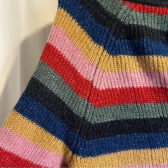 Abercrombie & Fitch Colorful Striped Bow Sweater Size‎ XS Preppy Y2K Rainbow - Image 6