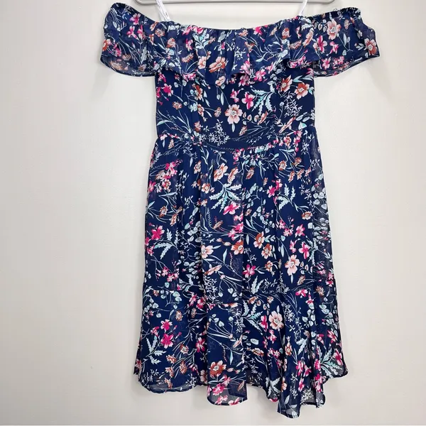 NWT Lulus My Favorite Navy Blue Floral Print Off the‎ Shoulder Dress MEDIUM - Image 5