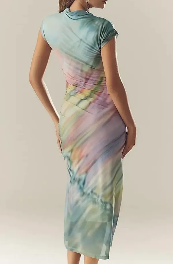Anthropologie The Maya Ruched Cowl-Neck Mesh Dress, Size XS - Image 5
