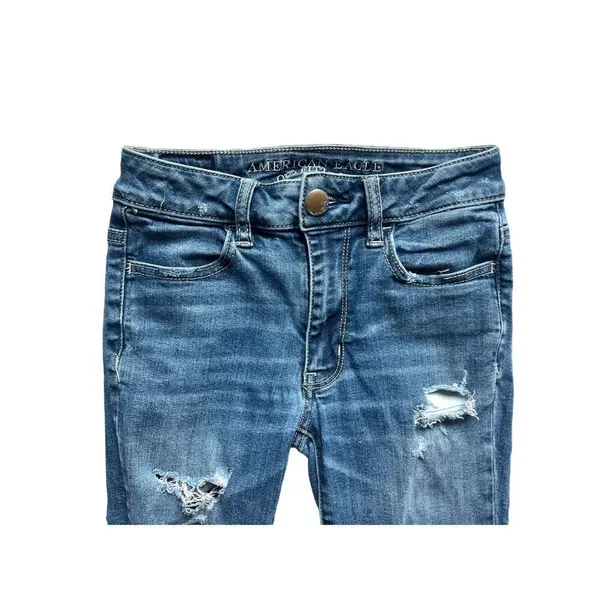 Womens American Eagle AEO Hi-Rise Distressed Ripped Jegging Jeans - Sz 00 - Image 3
