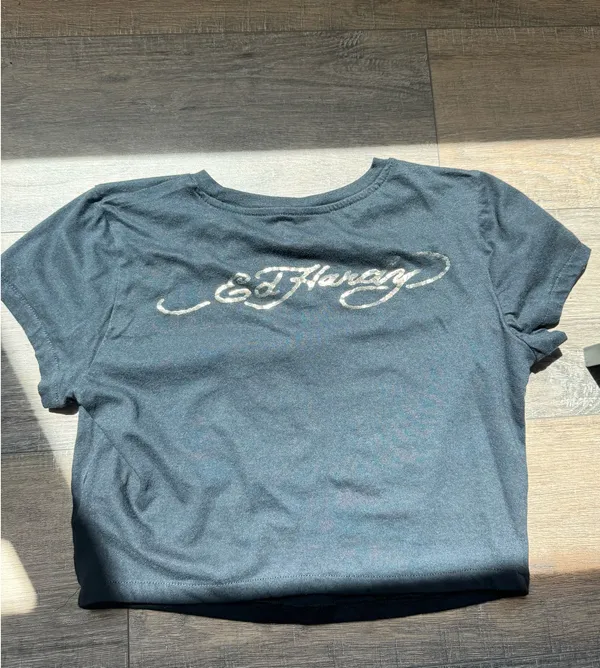 Ed Hardy Y2K Graphic Cropped Baby Tee - Image 4