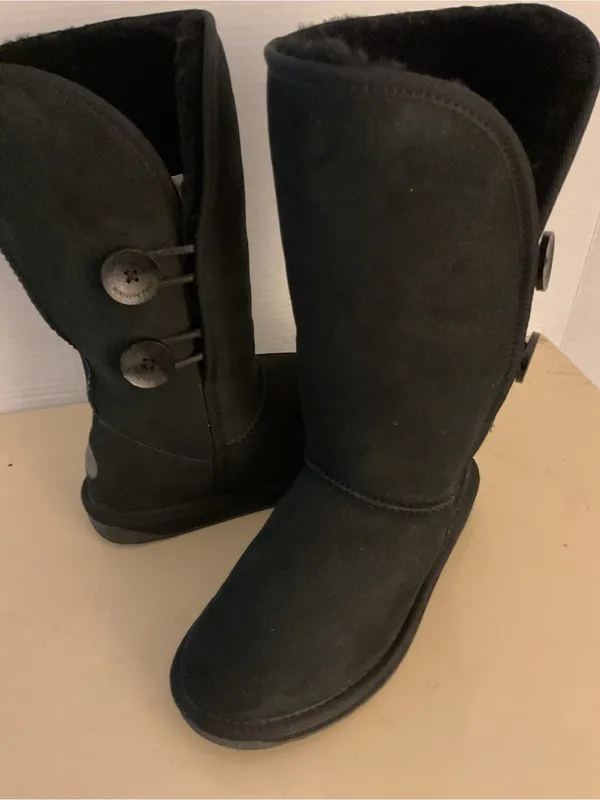 ENU Australia women black suede sheepskin tall classic boots US 7 - Image 2
