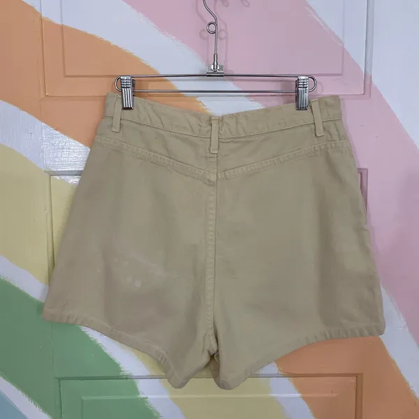Vintage French Dressing 90s Butter Yellow High Waisted Denim Shorts Sz 10 💚🎀 - Image 7