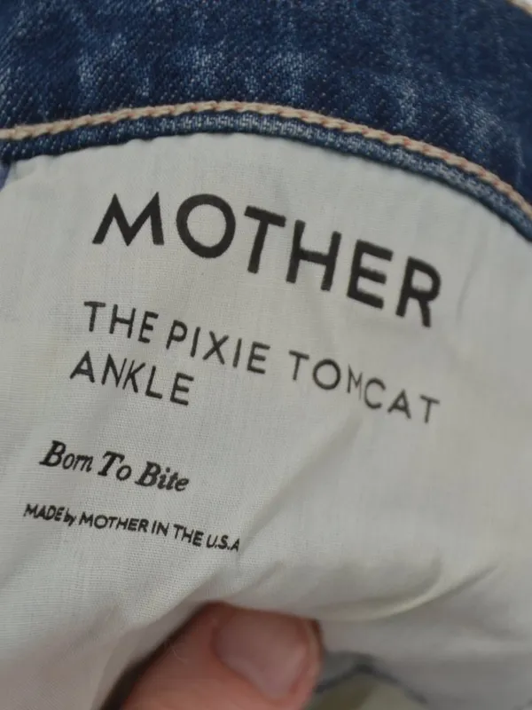 MOTHER Pixie Tomcat Ankle Jeans Distressed Blue Size 28 - Image 7