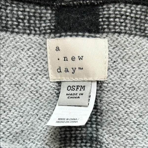 A New Day Black and Gray plaid blanket poncho - Image 2