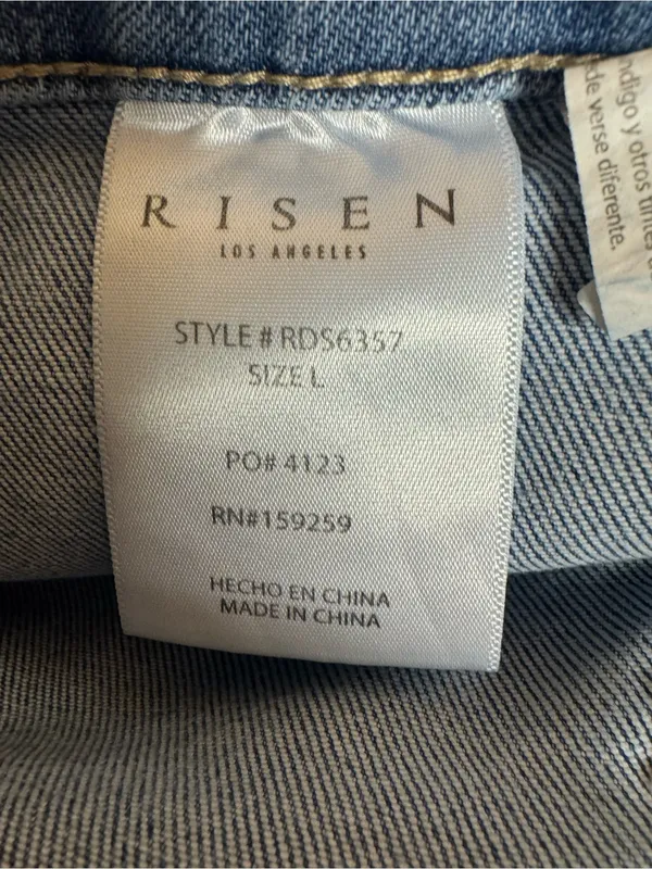 RISEN Light Wash Asymmetrical Wrap Denim Skort Size Large EUC - Image 5