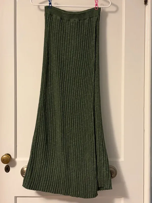 Free People better days midi skirt ribbed knit green size medium bohemian fall - Image 4