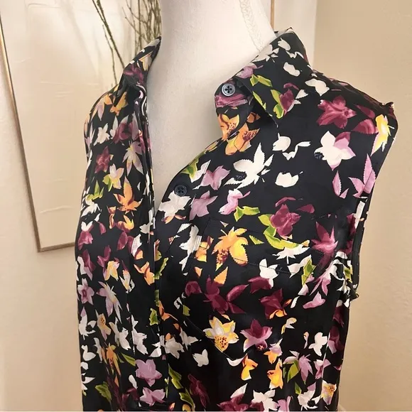 EQUIPMENT Femme Tira Sleeveless Floral Print Silk Dress‎ Asymmetrical Hem Size S - Image 6