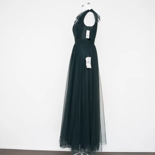 Betsy & Adam‎ - Hunter Green V-Neck Sleeveless Tulle Gown - Image 6