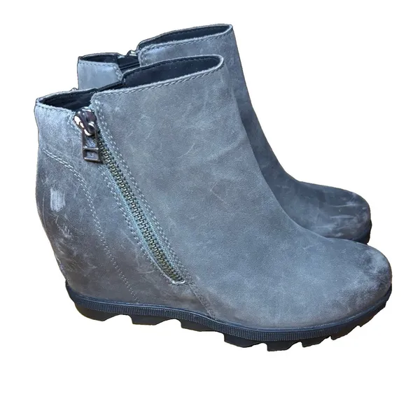Sorel Joan of Arctic III size 7 Wedge Chelsea Boots Womens Leather Ankle gray - Image 2