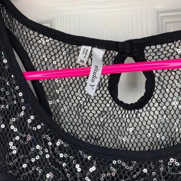 5/$15 -‎ Studio Y black tunic tank with sequins XS - Image 2