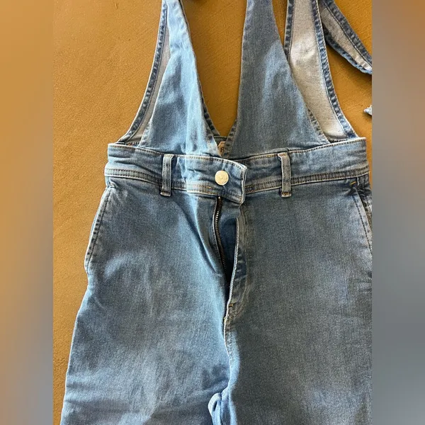 Free People Light Blue Denim Wide-Leg Jumpsuit - Image 5